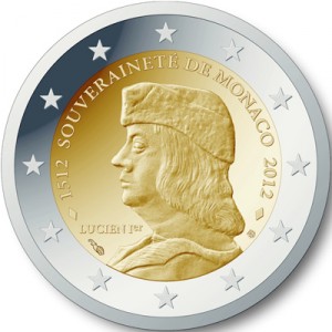 2 Euro herdenkingsmunt Monaco 2012 500e verjaardag van de stichting van de soevereiniteit van Monaco door Lucien 1er Grimaldi