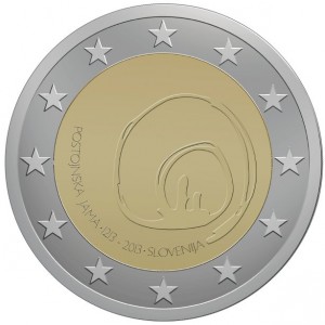 2 Euro Slovenie 2013 800e verjaardag van het eerste bezoek aan de grotten van Postojna